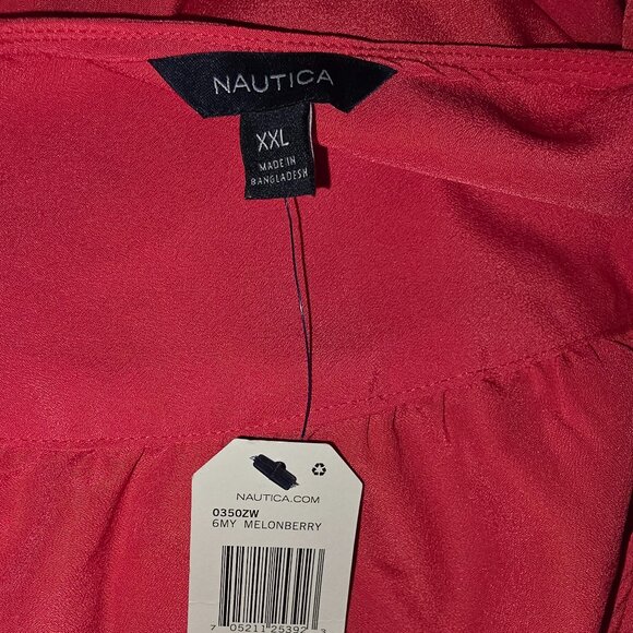 NWT Nautica Pink Tunic Blouse XXL Long Sleeve V Neck Lightweight - Picture 3 of 5